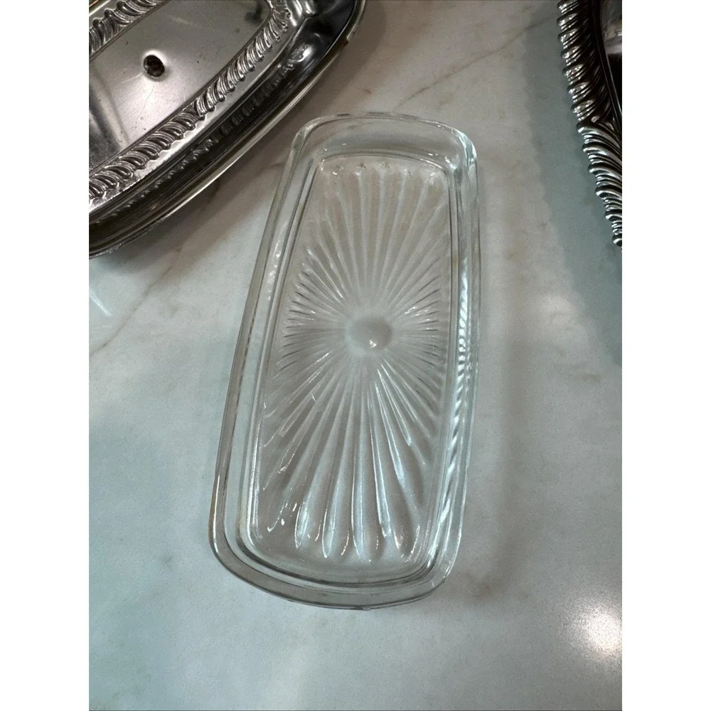 Vintage Chrome Lidded Butter Dish with Glass insert Used